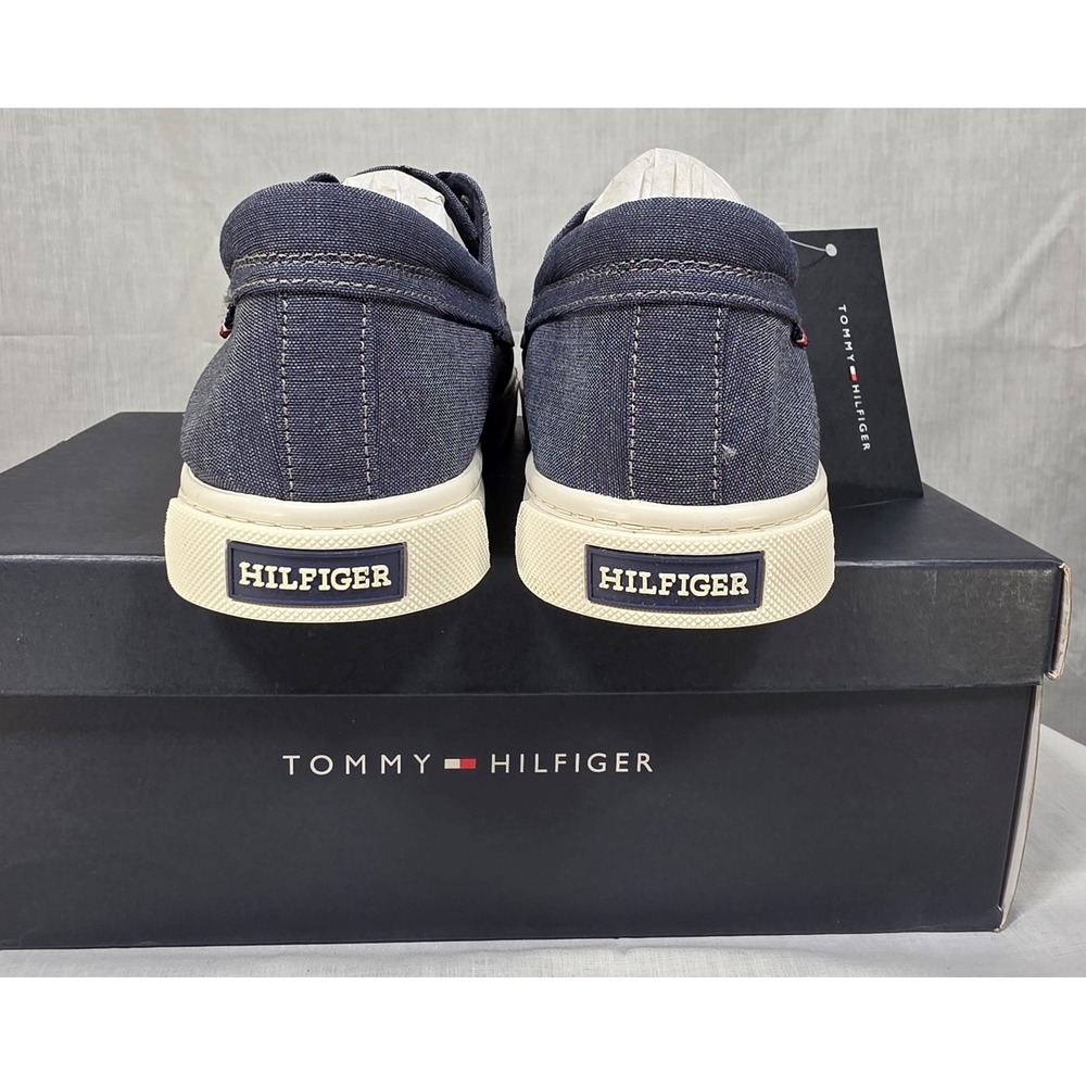 Tommy Hilfiger Men's Canvas Boat Shoes Navy Blue Lace Up Loafers - Picture 9 of 15